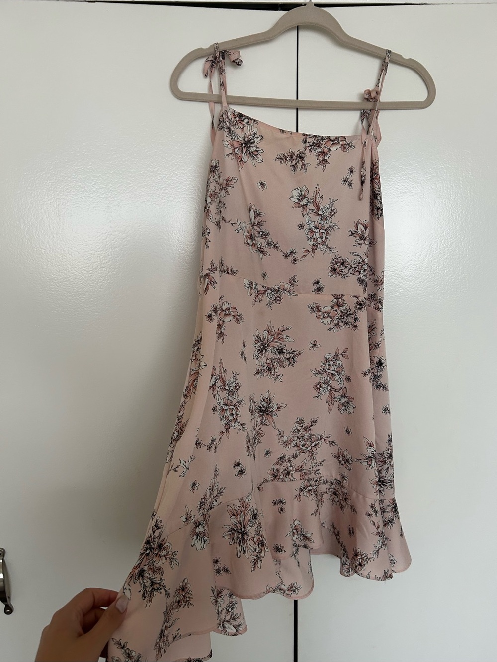Express Floral Asymmetrical Skirt in Blush Pink and Black